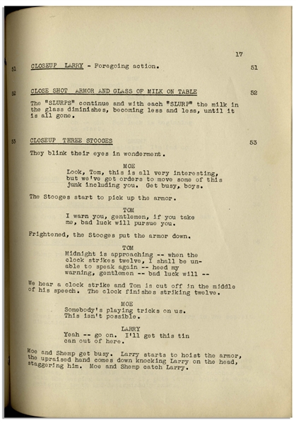 Moe Howard's 25pp. Script Dated June 1947 for The Three Stooges Film ''The Ghost Talks!'', Working Title ''That's the Spirit'' -- Very Good Condition